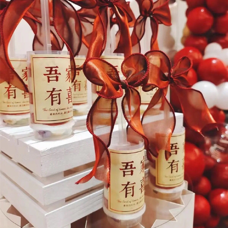 订婚甜品台推推乐筒贴纸木片love