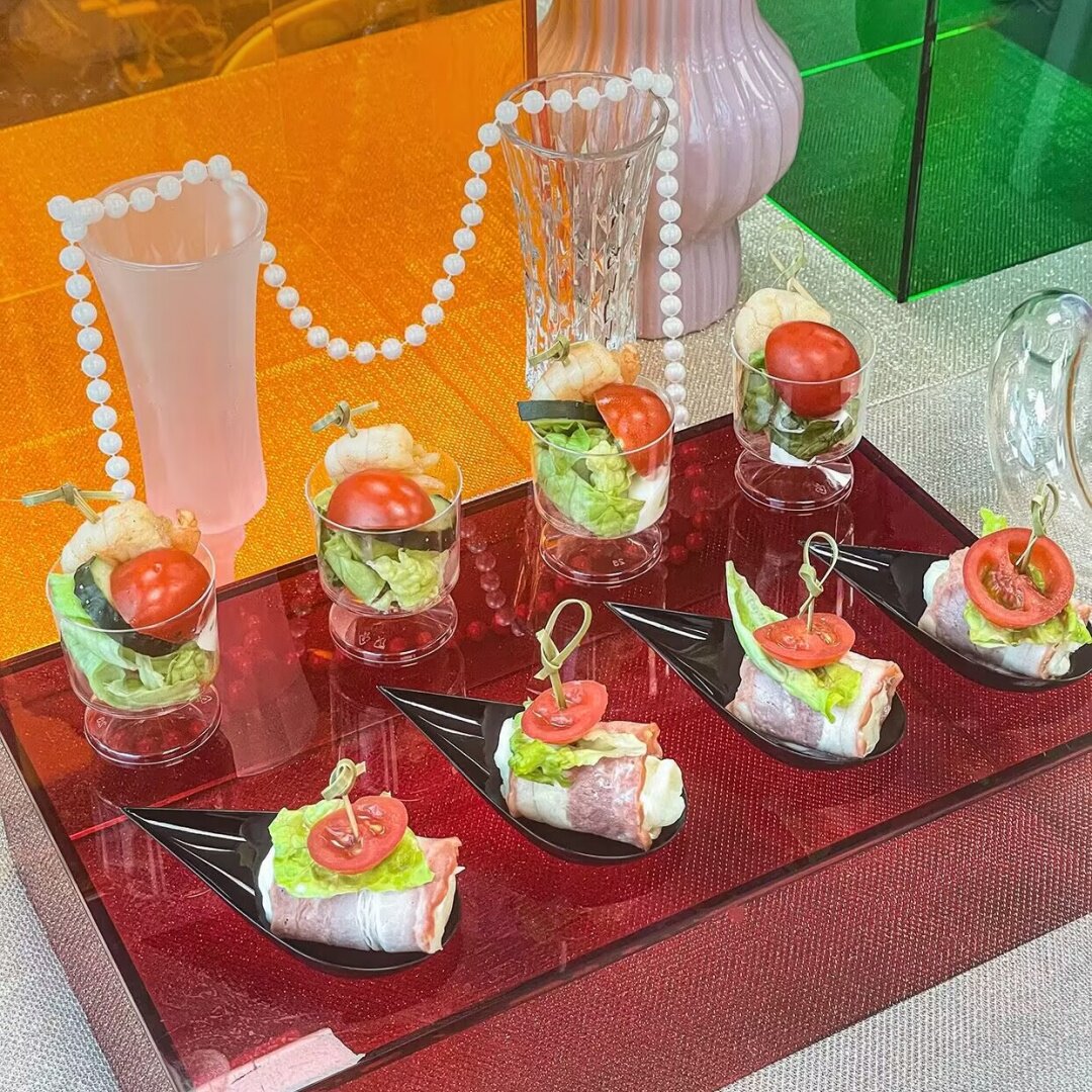 一次性塑料水滴勺酱料甜点迷你硬塑加厚PS明苯碟甜品台装饰勺子