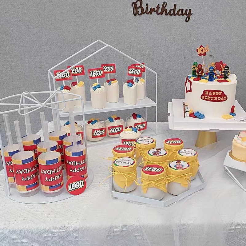 男孩甜品台乐高主题生日派对布置