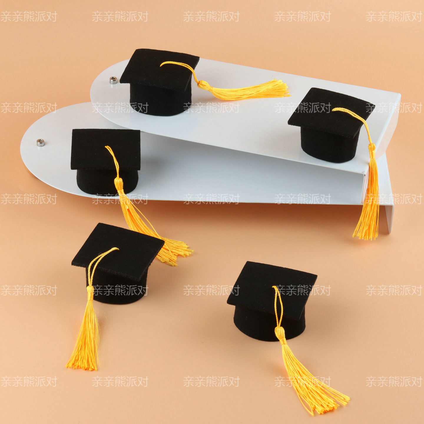 迷你黑色学士帽毕业季蛋糕甜品装饰推推乐筒氛围场景布置道具摆件