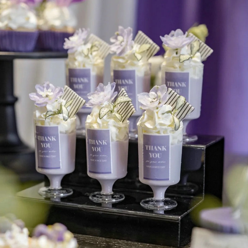 生日婚礼甜品台装饰慕斯杯贴纸蛋糕杯马卡龙色不干胶贴纸波点贴纸