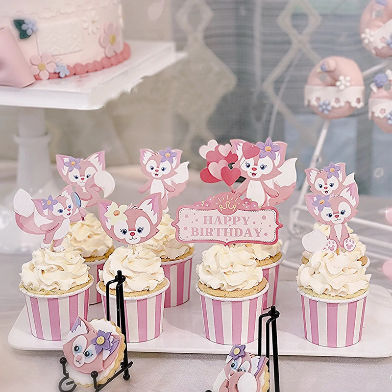 粉色小狐狸纸杯蛋糕装饰插件宝宝宴甜品台玻璃瓶布丁杯包装纸贴纸,节庆用品/礼品,节日装扮用品,淘宝优惠券,粉丝福利购,淘宝优惠卷
