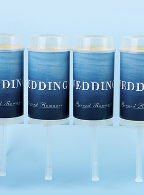 wedding推推乐筒贴纸蓝色系婚礼甜品台装饰棒棒糖棍子蝴蝶结成品