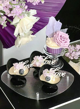 小love慕斯杯插件紫色婚礼甜品台装饰婚礼推推乐贴纸纸杯蛋糕插牌