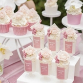 推推乐贴纸粉色甜品台装 饰蛋糕配件女孩公主周岁生日婚礼烘焙插件