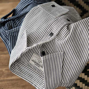 黑白条纹衬衫 长袖 男潮 休闲衬衣外穿阿美咔叽日系复古工装 早秋新款
