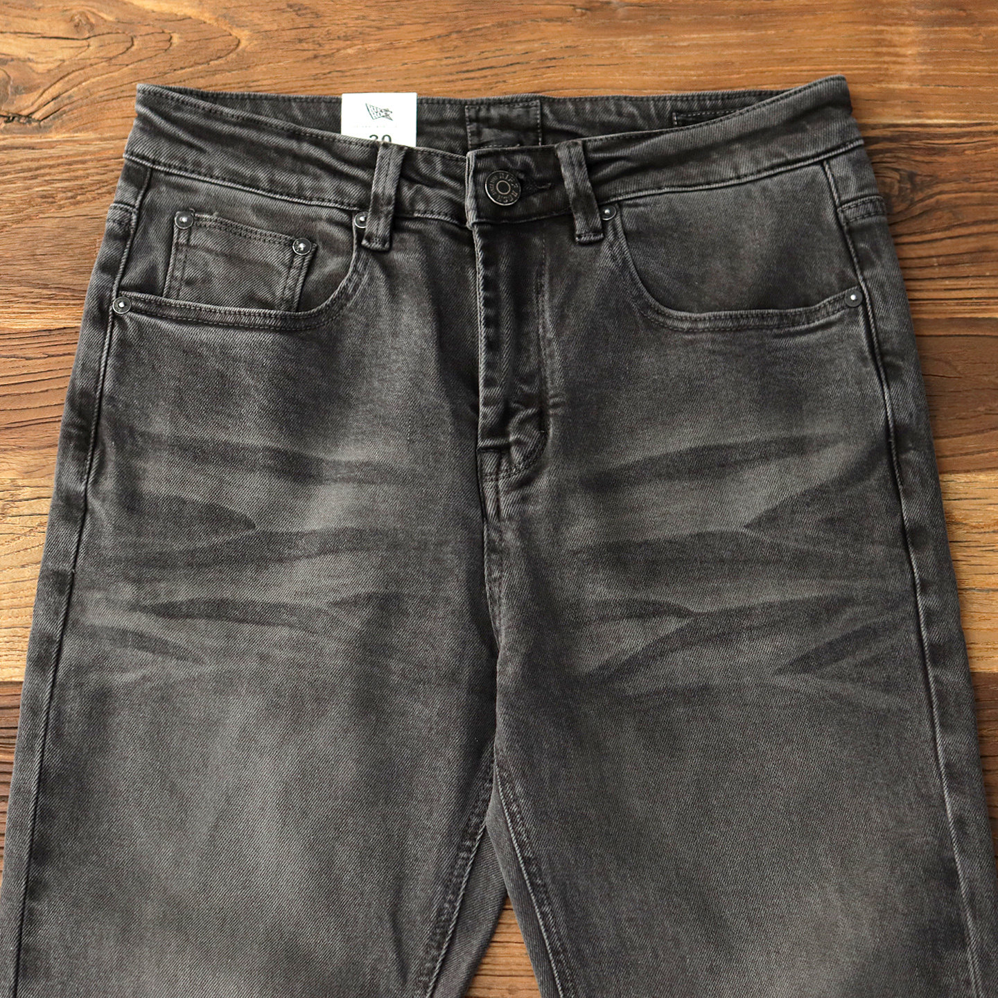 黑色水洗重磅休闲长裤做旧美式复古修身小脚直筒牛仔裤男秋季新款