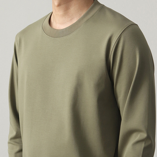 上衣 纯色圆领体恤高品质柔软秋季 250G双面丝光棉长袖 t恤男打底衫