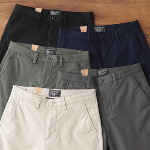 复古简约米白色保暖微弹休闲裤 冬季 Chino工装 美式 男 加绒直筒长裤