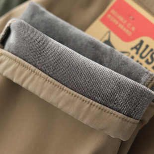 加绒长裤 休闲裤 男加厚弹力卡其色Chino美式 直筒男士 复古工装 冬季