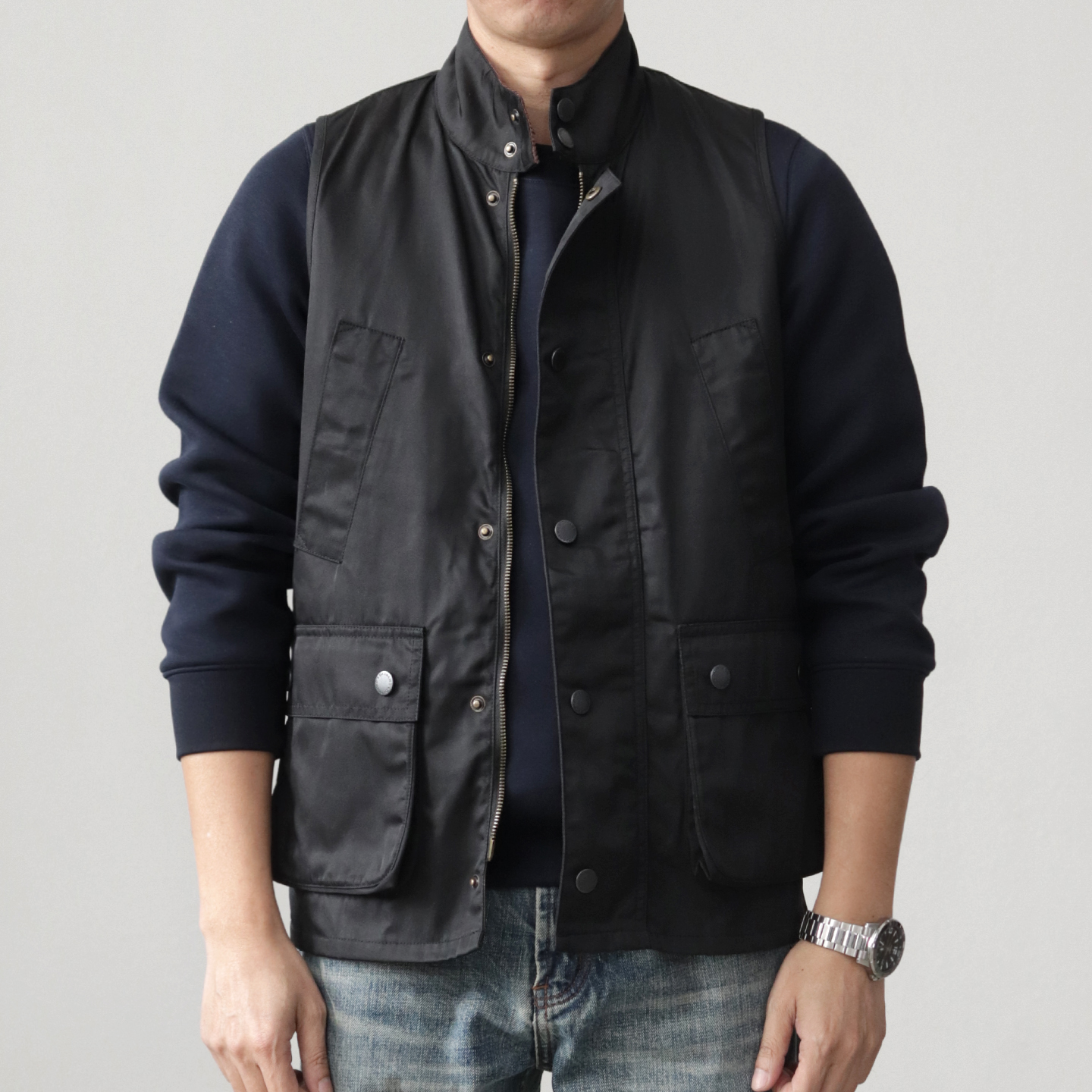 Vintege工装油蜡马甲阿美咔叽美式复古户外多口袋立领猎装外套男