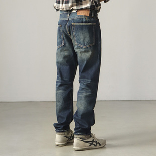 新款 美式 深色休闲长裤 男水洗做旧阿美咔叽直筒男士 春秋 复古牛仔裤