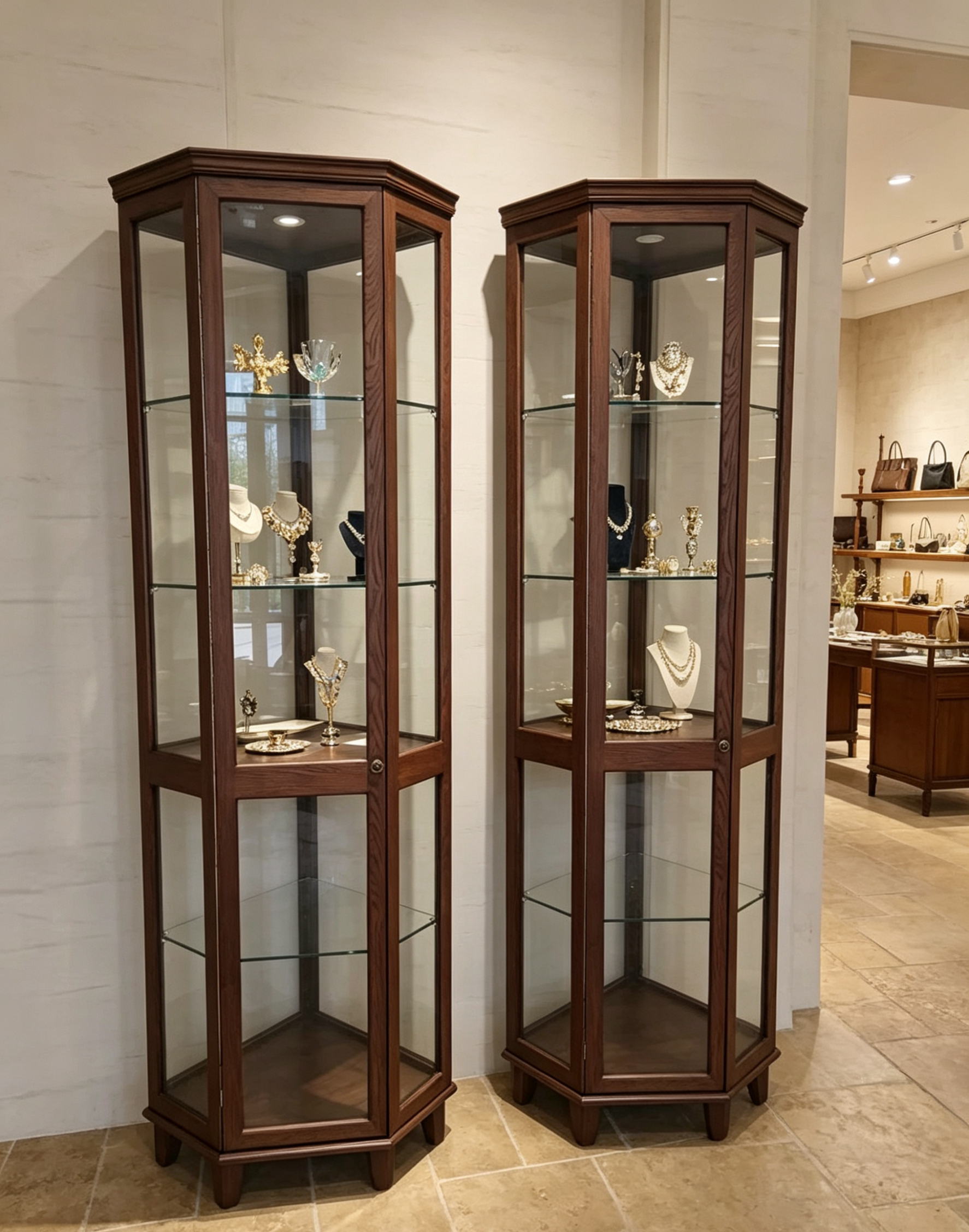 中古风珠宝首饰柜钢化玻璃商业展柜店铺展示柜样品陈列柜乐高柜图片