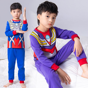 儿童奥特曼衣服男童睡衣全棉质秋衣套装 线衣男孩小朋友纯棉家居服