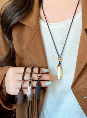 简约时尚水滴形项链2025新款百搭毛衣链小众高级感气质饰品女批发