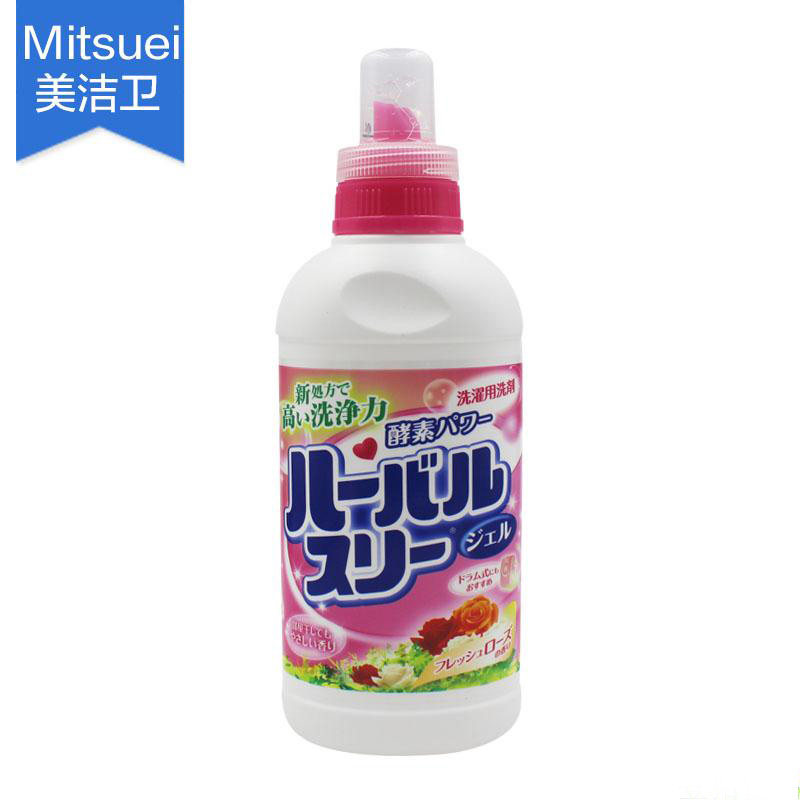 日本进口mitsuei 酵素洗衣液 中性衣物洗涤剂 玫瑰花香型450g瓶装