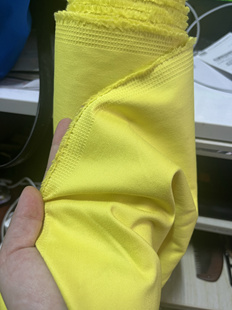 秋冬荧光黄绿色全棉弹力磨毛贡缎面料亮黄色纯棉衣服布料