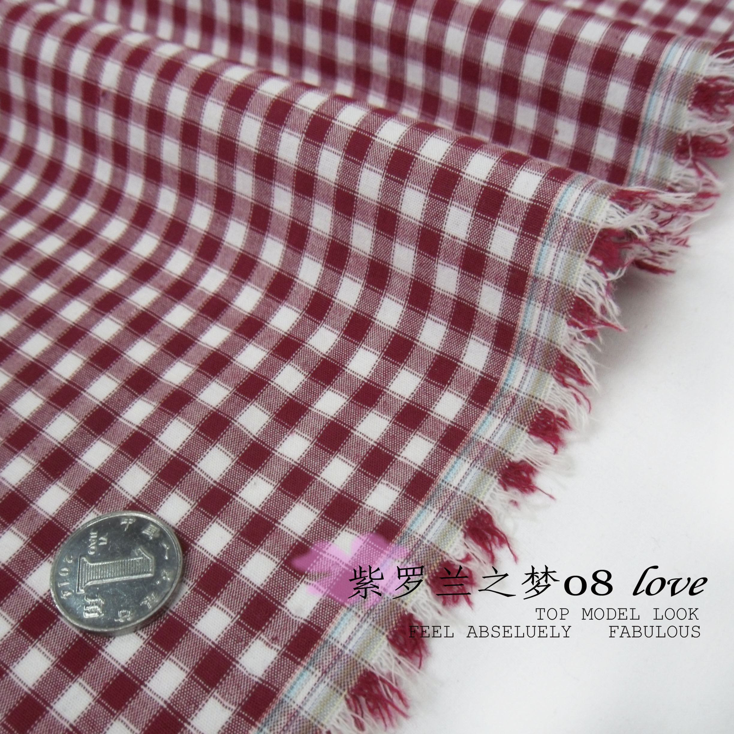 初秋新款纯棉布料面料红白弹力方格子全棉时尚高档衬衣衬衫布料