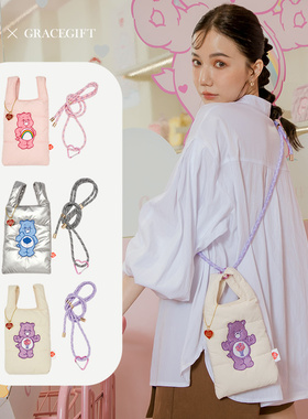 台湾代购Grace gift by Carebears小熊刺绣手机包斜跨造型零钱包