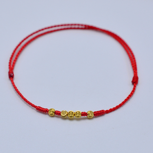 极细18k金珠手链女红绳原创幸运猫眼手绳情侣礼物男款可调节礼物