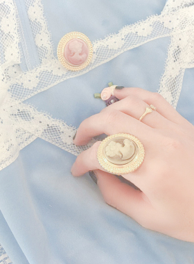 熙熙酱美人头像复古戒指l家同款