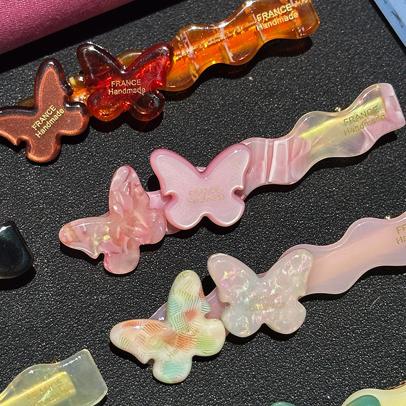 设计感豹纹鸭嘴夹醋酸板材简约