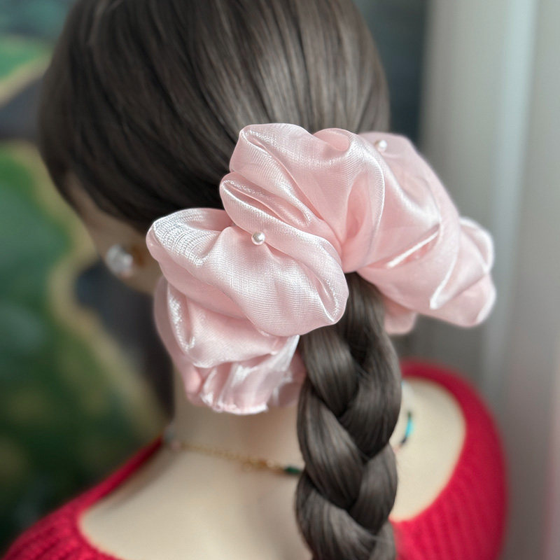 【手工钉珠】珠光色大肠圈清新度假欧根纱发圈发绳丸子头绑发头绳