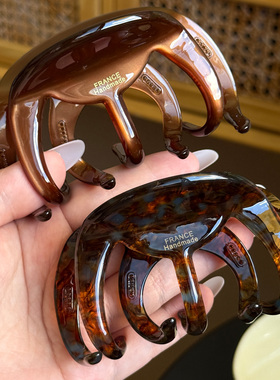 【棕焦糖】大发量加厚醋酸镂空抓夹简约辅助齿鲨鱼夹后脑勺夹头饰