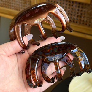 【棕焦糖】大发量加厚醋酸镂空抓夹简约辅助齿鲨鱼夹后脑勺夹头饰