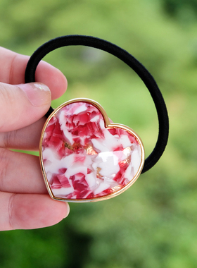 熙熙酱日本LATTI风可爱合金大爱心少女心小物日系红人款发圈发