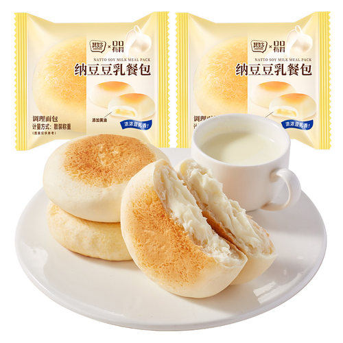其妙 纳豆豆乳餐包夹心面包早餐整箱糕点心吐司解馋小零食休闲