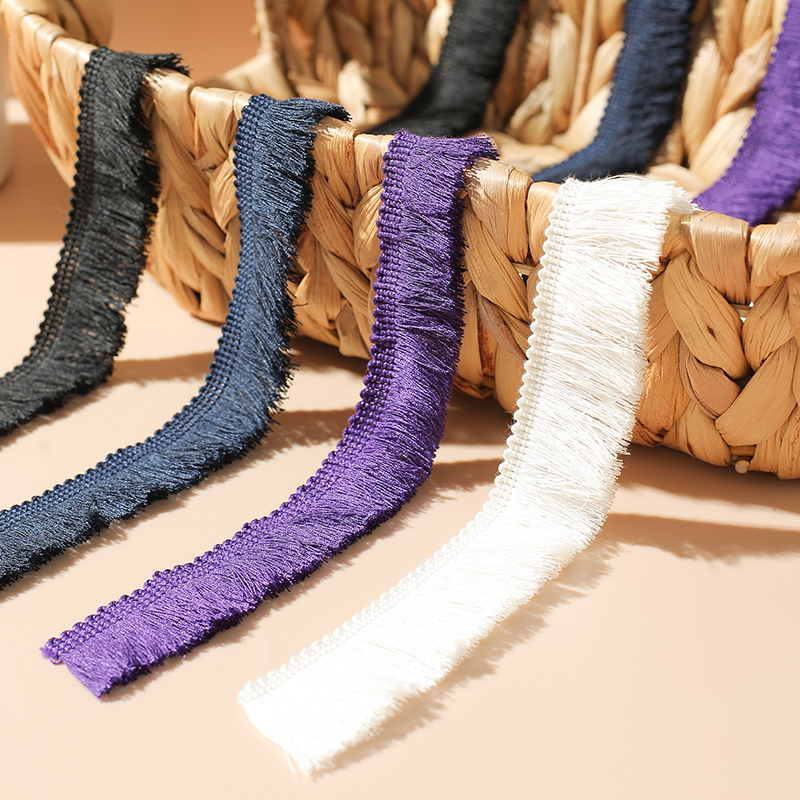 涤纶衣服窗帘边花边服装装饰织带2.5cm彩色棉线排须流苏布料辅料