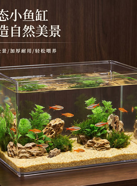生态鱼缸家用小型鱼缸过滤增氧可造景适合金鱼乌龟客厅桌面水族箱