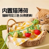 猫薄荷玩具串只小柿子小蕃茄逗猫棒带响铃猫咪玩具解闷神器逗猫