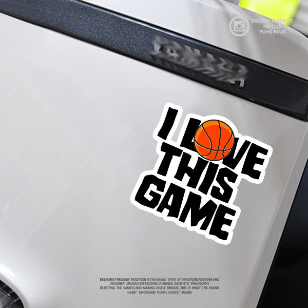 英文款热爱篮球反光车贴创意汽车后窗贴摩托电动车头盔油箱盖贴花