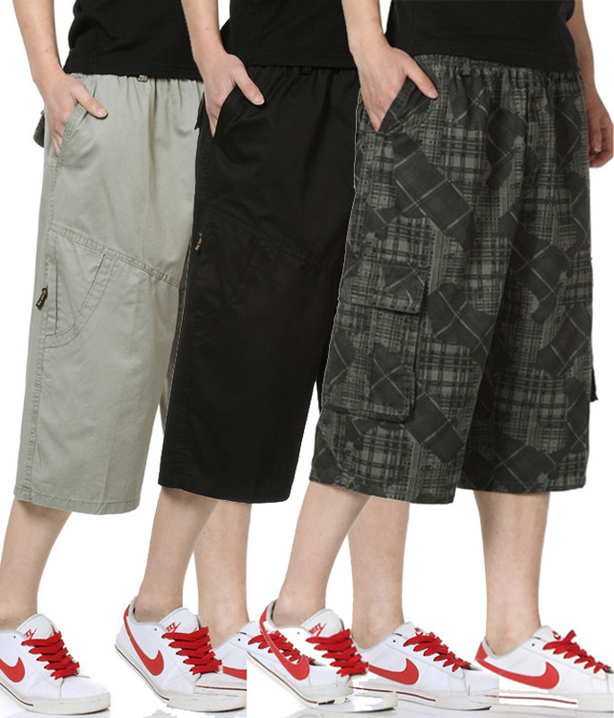 加肥加大七分裤男士特大马裤300斤大胖大码男装大裤衩7分休闲中裤