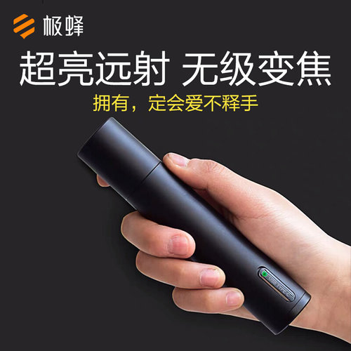 极蜂变焦手筒电超亮强光户外便携防水USB充电远射超长续航BeeBest