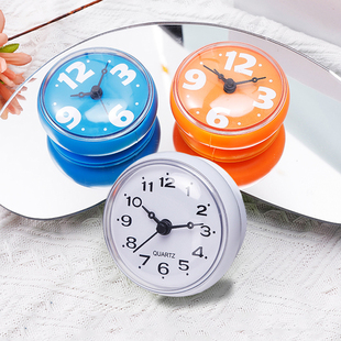 简约防水吸盘钟小时钟浴室钟厨房钟冰箱贴钟吸墙贴卫生间圆形钟表