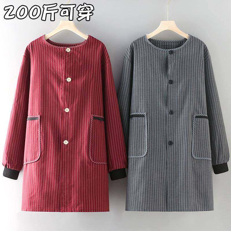 厨房耐磨围裙长袖女秋冬罩衣正穿系扣加肥加大干活工作服透气外穿,家庭/个人清洁工具,一次性围裙,淘宝优惠券,粉丝福利购,淘宝优惠卷