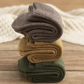 冬天袜子男加绒加厚高筒保暖纯棉长袜冬季 全棉工装 高腰雪地毛巾袜