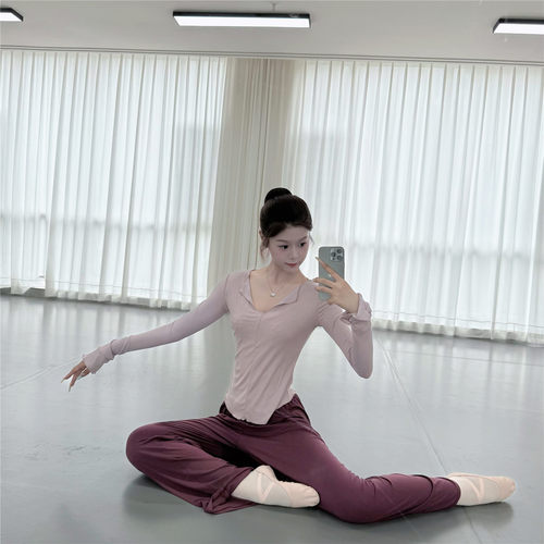 现代舞练功服秋冬成人舞蹈服长袖上衣女古典舞形体服学生集训服