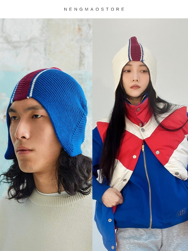 能猫商店城事系列复古80年代男女滑雪帽护耳毛线帽冷帽国货国潮