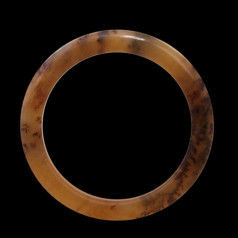 云南龙陵天然玉石黄龙玉手镯 水草花手镯 女士玉镯子 女款冰种