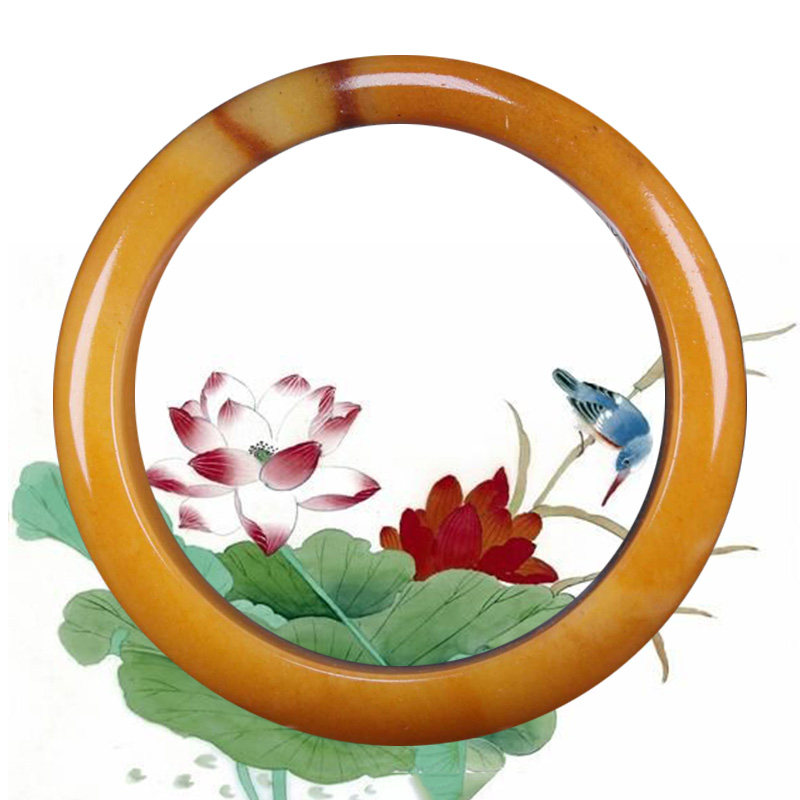 云南龙陵天然玉石玉仙黄龙玉手镯 女士玉镯 送证书 内径56 57手环