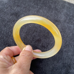 云南龙陵天然黄龙玉山筋料手镯60 9mm材质油润细腻