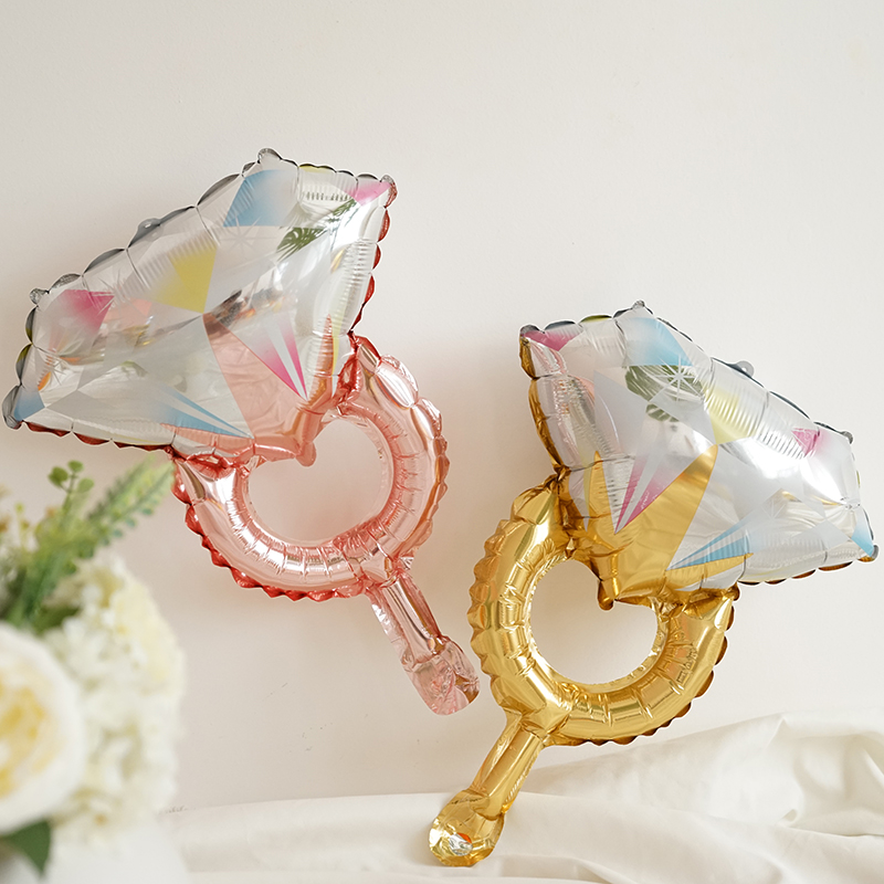 超大号金色钻戒钻石戒指铝膜大气球婚庆婚礼求婚装饰派对会场布置