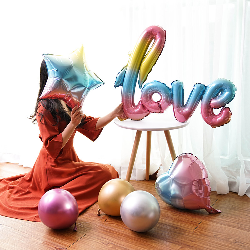 新婚快乐彩色字母气球love七彩英文婚庆婚房布置生日派对铝膜气球