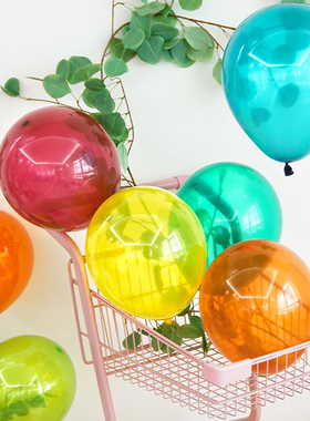 宝宝生日周岁派对水晶彩色儿童防爆气球装饰场景布置创意背景墙