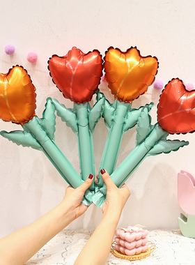 七夕情人节玫瑰花手捧花束气球装饰品店铺求婚拍照道具手持郁金香