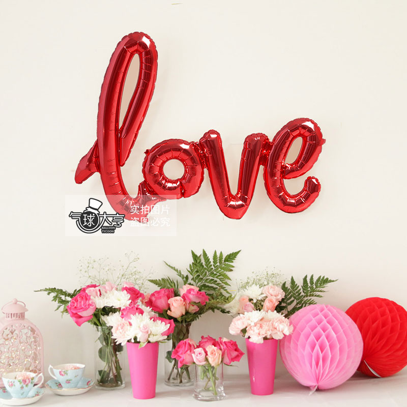 love婚房布置英文字母心形气球